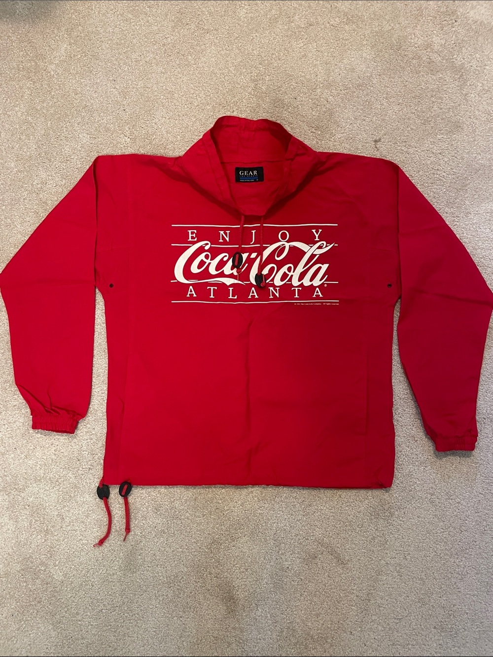 Vintage Gear For Sports Coca-Cola Atlanta Red Pullover with White Script Logo